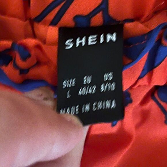 NWOT Shein Palazzo Red/Blue Tropical Flare Pants. Size L - Picture 5 of 7